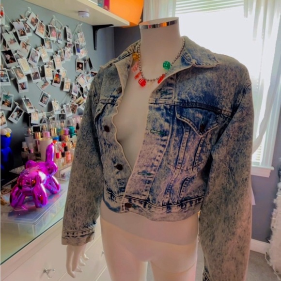 Denim Jacket with Pink and Green Accents - Picture 3 of 3